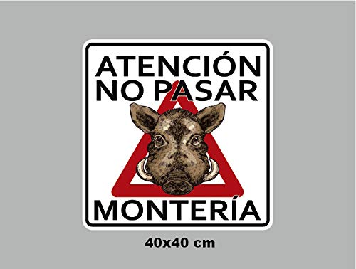 Oedim Pack 10 Señal de Atencion No Pasar Montería | 40x40cm | Finca Privada, Coto Privado, Caza Activa | Señaletica en Material Aluminio Blanco Resistente de 3mm | Duradera y Económica