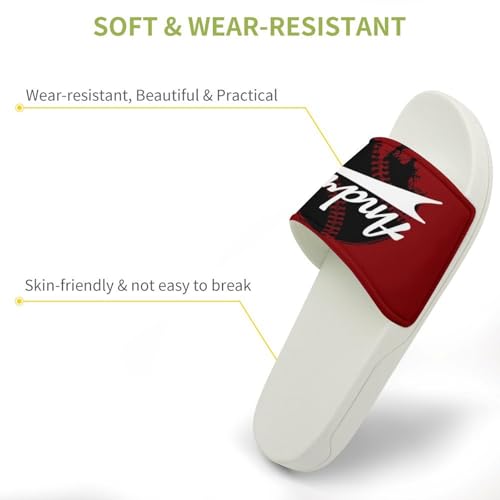 Custom Sports Slides Personalized Slippers - Baseball Sandals Quick Drying Softball Slippers Indoor Outdoor,Gifts for Men Youth Boy (White,Style 33)3
