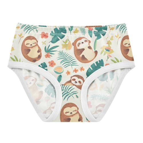 Wusikd Cute Sloth Girls' Underwear Cotton Coconuts Flowers Girls Briefs Soft Toddler Underwear 2T