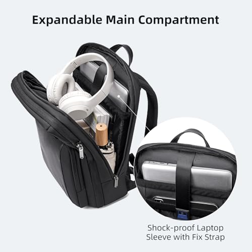 Image of Arctic Hunter 25L Expandable Laptop Backpack for Men | Slim Office Business Backpack for 15.6 Inch Laptop | Water Resistant Travel & Daily Commute Bag