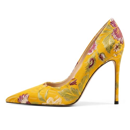 Image of Eldof Women's Classic Dress Pumps Shoes, Sexy Pointed Toe 4 inch Stiletto High Heels, Office Formal Slip On Size 5-13