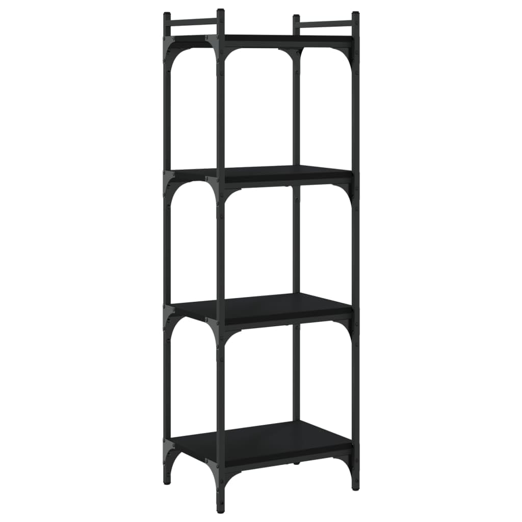 Homgoday Regał na książki, 4 półki, stojący, biurowy, magazynowy, do przechowywania, regulowane nogi, do salonu, gabinetu, biura, czarny, 40 x 30 x 120 cm, materiał drewnopochodny
