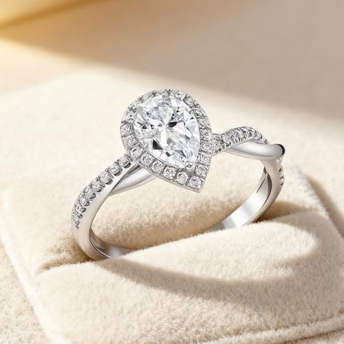 Blocaci Pear Shaped Engagement Rings for Women 1CT Center Moissanite Wedding Rings 925 Sterling Silver 10K 14K 18K Gold4