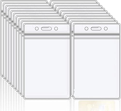 Transparent and Clear Plastic for PVC ID Card Badge Holder, Vertical Style with Zip Lock Seal | Waterproof with Extra Thickness for Office, Schools and Colleges