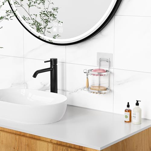 MASADI 2 Tier Soap Dish Holder, Soap Bar Holder with Hooks, Shampoo Bar Caddy for Shower Wall, Razor Holder for Shower, Bar Soap Container 304 Stainless Steel, Bathroom(Silver) - Image 6