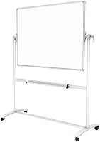 Vista 2 de VIZ-PRO Pizarra magnética móvil de doble cara, 48 x 36 pulgadas, con 12 marcadores