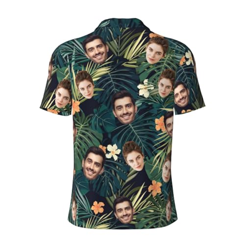 Personalized Polo Shirts for Men Custom Golf Shirt with Face Design Your Own Hawaiian Shirt Short Sleeve Gift for Him