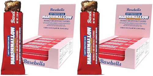 Image of Barebells Soft Protein Bars Marshmallow Peanut Road - 12 Count, 1.9oz Bars - Nutritional Snacks with 16g of High Protein - Fluffy Chocolate Treat with 2g of Total Sugars - Breakfast Bars (Pack of 2)