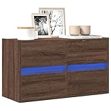 Espace de rangement et ambiance polyvalents : ce meuble TV mural (80 x 31 x 45 cm) crée un espace supplémentaire pour les livres, les DVD, l'électronique et plus encore avec 4 tiroirs spacieux. L'éclairage LED RVB intégré offre des modes, des couleurs et de la luminosité personnalisables pour une ambiance personnalisée dans votre salon.