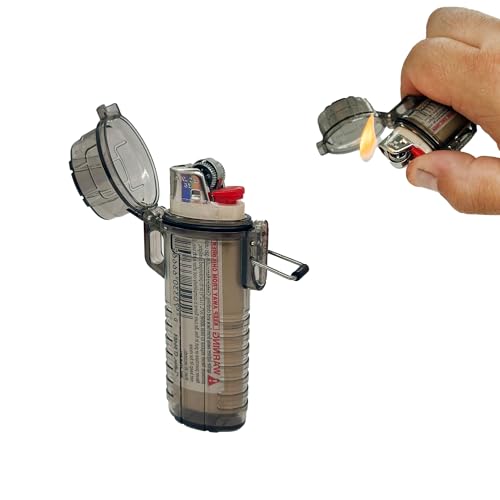 Waterproof Lighter Case- Case for Bic Outdoor (Variety Colors) (Grey)