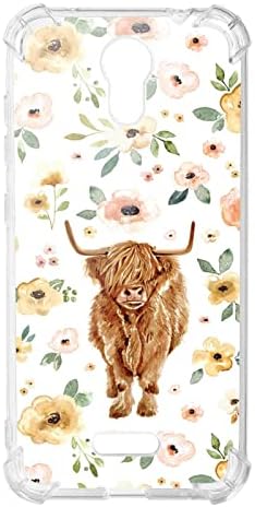 exanor editice Compatible with AT&T Calypso (U318AA) /Cricket Vision 3 Case,Tie Die Cow Western Country Flower Floral Animal Design for AT&T Case Women Girl,Soft TPU Case for AT&T
