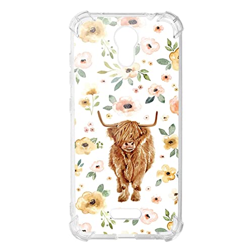 Exanor Editice Compatible With At&T Calypso (U318Aa) /Cricket Vision 3 Case,Tie Die Cow Western Country Flower Floral Animal Design For At&T Case Women Girl,Soft Tpu Case For At&T #TOP13