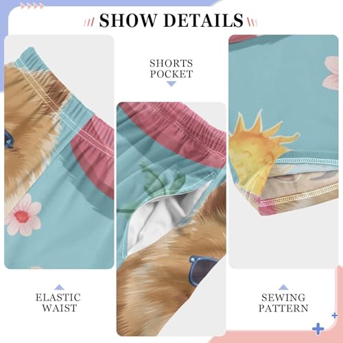 Pomeranian Daisy Flower Boys Long Pants Soft Trousers Elastic Waist Kids Lounge Bottoms with Pockets S-XL4