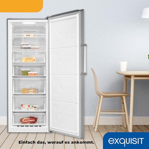 Exquisit Gefrierschrank, Tiefkühlschrank, Kombigerät, Kühlfunktion, 380 Liter, Alarm-Funktion, NoFrost, 4-Sterne-Gefrierfach, Schnellgefrieren, Schnellkühlen, GS5380-NF-H-050D inoxlook