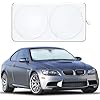 EcoNour – Parasol reflector para parabrisas de automóvil, protección para el interior, para un automóvil fresco, se adapta a sedanes pequeños, mini SUV y hatchbacks, mediano (64 x 32 pulgadas)