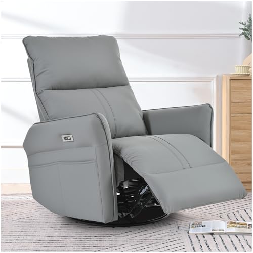 Sillón reclinable gris de piel sintética miniatura 1