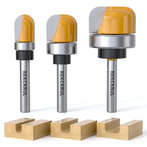 3Pcs 1/4 Inch Shank Bowl & Tray Template Router Bit Set 1/2 3/4 1-1/8