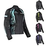 PANDA CYCLE GEAR Motorcycle Jacket for Women Dual Sports Touring Motorbike Riding All Season Enduro ATV Impact Armored Jacket | Blue-Large