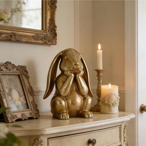 Figurine de lapin doré de Pâques, le cadeau idéal pour décorer une ferme ou un bureau - 4