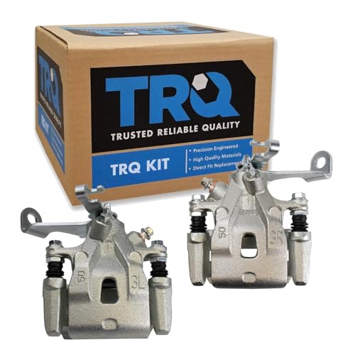 Image of TRQ Rear Driver and Passenger Side Brake Caliper Set Caliper Brackets Hardware Compatible with 13-15 Mazda CX-5