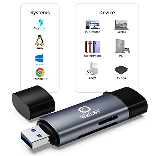 SD Card Reader USB C, 2 in 1 Micro SD Card Reader, USB 3.0 Card Reader with OTG Function, High Speed Memory Card Reader for SD, SDXC, SDHC, Micro SD, Micro SDHC, Micro SDXC, MMC Micro, and RS-MMC
