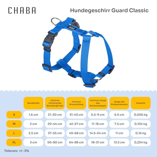 Chaba Guard Hundegeschirr für kleine und mittelgroße Hunde mit Kontrolle, Anti-Zug & Würgen, Verstellbar, Bequem und Leicht, Classic Step-in Brustgeschirr, Dog Harness, Größe M, BLAU