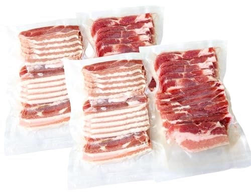 【業務用まとめ買い】真空エコパック 冷凍 鶏もも肉/豚こま切れ/豚バラスライス 7mm厚 |炒め物・焼肉・サムギョプサルに!|選べるセット・単品販売 (真空パック豚バラスライス 7mm厚 500gX4)