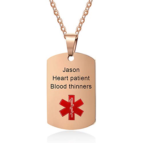 image for Wendy Made Stainless Steel Custom Medical Alert Necklace for Men & Wom