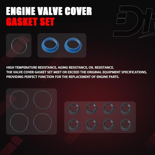 Image of Engine Valve Cover Gasket Set Compatible with Chrysler Jeep Ram Dodge Vehicle Pacifica 2017-2022, Voyager Durango Grand Cherokee Wrangler, ProMaster 1500 2500 3500 3.6L 24V Replaces# VS50919, VC1184G