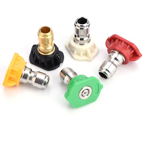 Lot De 5 Buses Pour Nettoyeur Haute Pression - Angles 0°,15°,25°,40°,65°, Acier Inoxydable Et Laiton, 4000 PSI Max