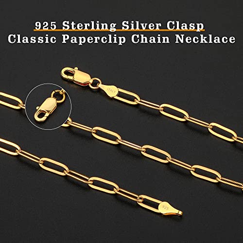 OCHCOH 925 Sterling Silver Clasp 2.5/3/4/5mm Paperclip Chain for Women Silver Chain Necklace 16, 18, 20, 22, 24, 26, 30 Inches4