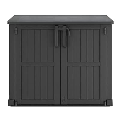 LHBGO Horizontal Storage Shed, Outdoor Resin Storage Shed 36 Cu. Ft. Garden Extra Large Capacity Weather Resistant Storage Box, Lockabl Waterproof Shed for Garbage Cans, Garden Tools,Black