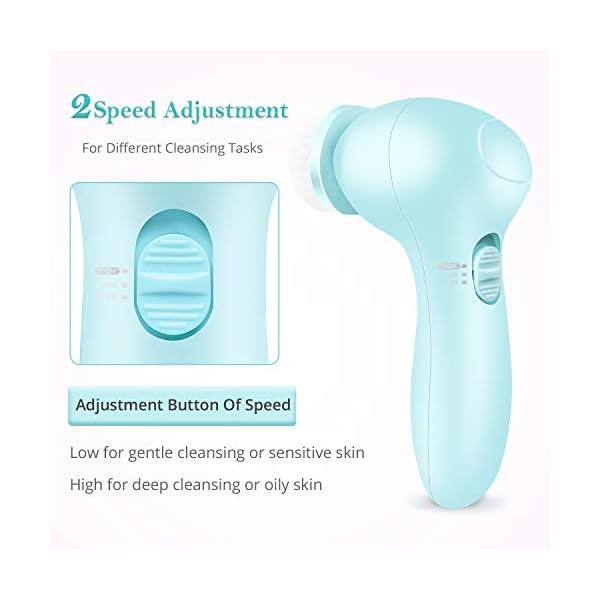 Electric Facial Cleansing Brush 7 in 1 - Fabuday Face Skin Spin Brush for Deep Cleansing, Gentle Exfoliating, Blackhead Removing and Massaging, Battery Operated Facial Cleanser Brush
