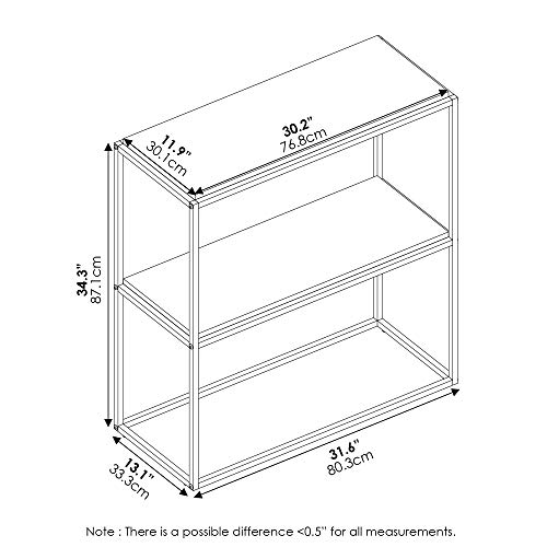 Image of Furinno Moretti Modern Wide Stackable Metal Shelf, Columbia Walnut