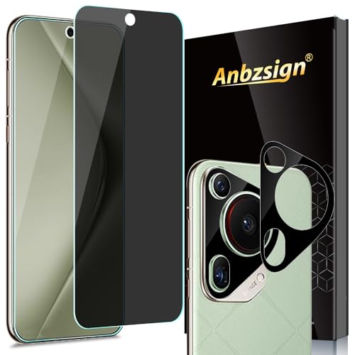 Anbzsign [2+2 Pack for Huawei Pura 70 Ultra Privacy Tempered Glass Screen Protector and Camera Lens Protector, Anti-Spy 9H Hardness Case Friendly Film for Huawei Pura 70 Ultra