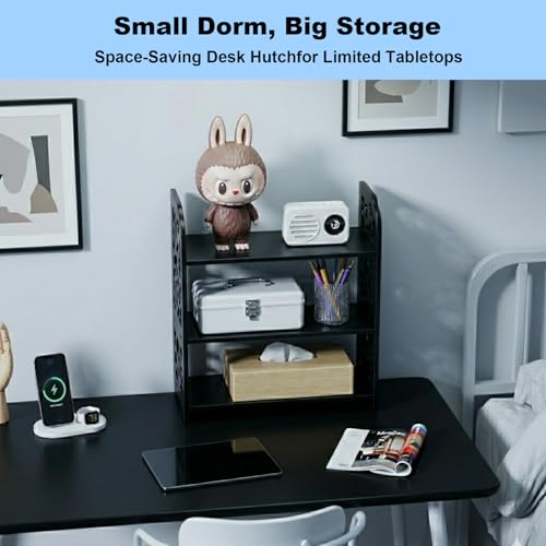 Image of YGYQZ Desk Shelves Desktop Orgnizer Shelf-Black Office Organization for Top of Adjustable Desk Organizers and Corner Bookshelf Table Top Shelving Small Hutch Decorations for Women Office