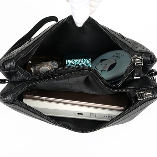 Women's Shoulder Bag PU Black Fashion Printed Leather Handbag Lady Casual Handbags Messenger Bag2