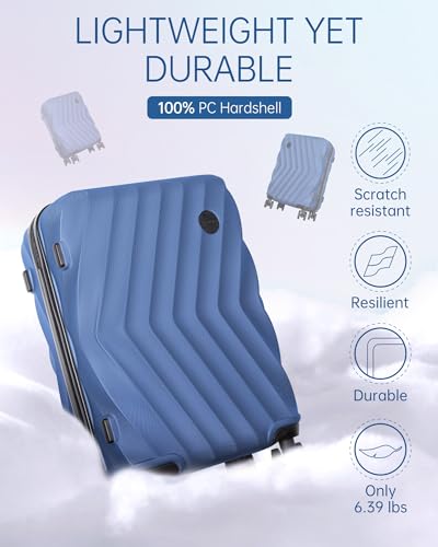 Image of BAGSMART Travel Luggage Carry-Ons, Navy Blue, 3-Piece Set (20 /24 /28), 3 Piece Luggage Set (20 /24 /28)