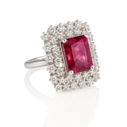 Image of Rings for Women Rhodium Plated Ruby Adjustable American Diamond Crystal Ring For Anniversary, Birthday, Cocktail For Women and Girls