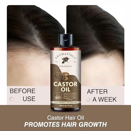 Aromatique Cold Pressed Castor Oil - Castor Oil for Hair Growth - Helps Reduce Hair Breakage - Moisturizes Skin & Reduces Wrinkles (200 ml)