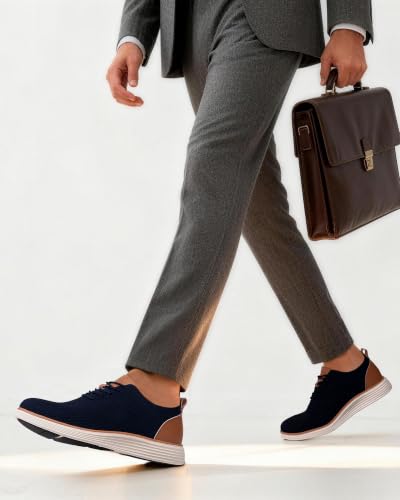 Image of VILOCY Men's Casual Dress Sneakers Lace-Up Oxfords Business Mesh Breathable Walking Shoes Tennis Comfortable