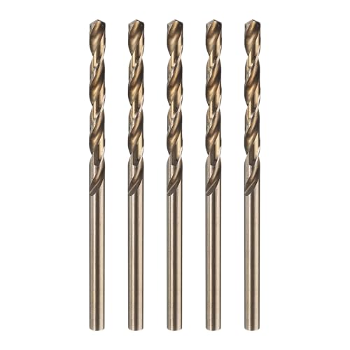 Image of sourcing map 5pcs M35 Cobalt Twist Drill Bit 3.3mm(1/8") Dia High-Speed Steel Metric Drill Bit with Titanium Coating For Drilling Hard Metals, Stainless Steel, Alloy Steel, Cast Iron