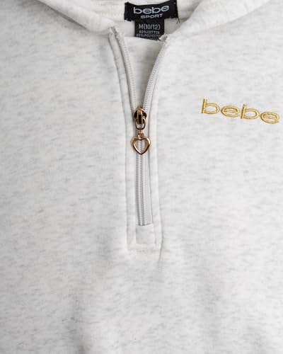 bebe Girls' Pants Set - 2 Piece Fleece 1/4 Zip Pullover Hoodie and Flare Sweatpants - Stylish Activewear Set for Girls (7-12)4