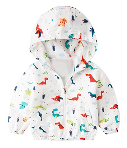 BTGIXSF Baby Boys Dinosaur Hooded Zip Jackets Windbreaker Coat for Toddler Lightweight Outwear 506 120