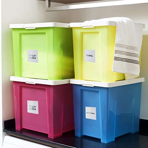 Image of Chinco 30 Pcs Self Adhesive Pockets, Bin Labels for Storage Bins, Clear Pocket Label Sleeves, Plastic Index Card Holder with Top Open for Organizing Bins Box Drawer(3.5 x 3.5 Inch)