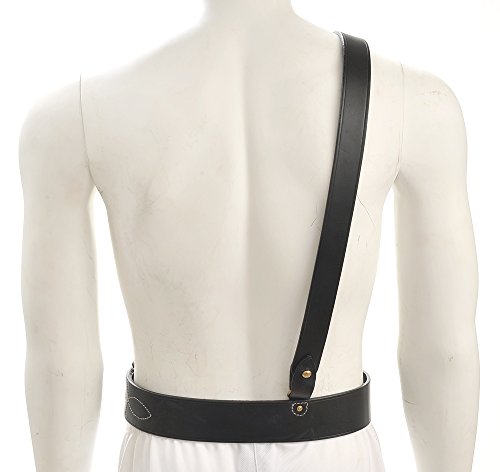 WW1 Sam Browne Belt with Shoulder Strap Black Leather will fit 46" thru 50"3