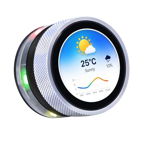 Image of ESP32 Rotary Display 240x240-1.28 Inch HMI IPS Round Knob Touch Display Development Board, 2.4G WiFi and BLE Capacitive Touch Screen Compatible with Arduino IDE and The LVGL Library, Silver