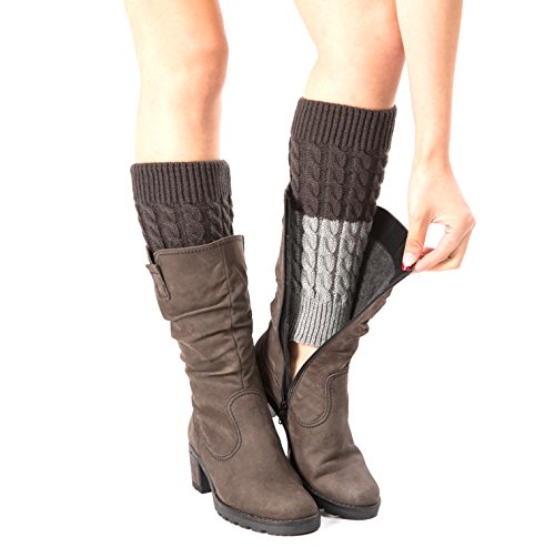 Bestjybt 4 Pairs Womens Long Leg Warmers Boot Socks Crochet Knitted Boot Cuffs3