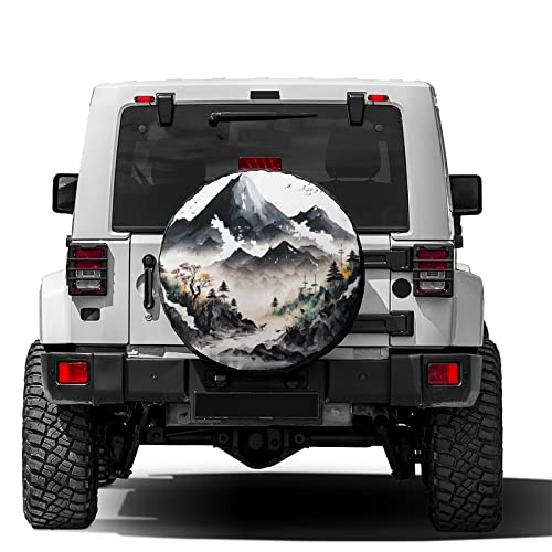 Image of Delerain Spare Tire Cover Mountain Wheel Covers Waterproof Dust-Proof UV Sun Universal Fit for RV Trailer RV SUV Truck and Many Vehicle (18 Inch for Diameter 32 inch-34 inch)