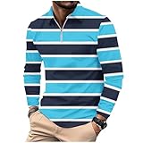 SRZYMJ Poloshirt Herren Langarm Getäfelt T Shirts Männer Hemd T-Shirt Slim Fit Golf Sports Himmelblau Herren Jeanshemd Langarm XL Trägershirt/Cami Shirt Weihnachtshose Damen Pullover Hemd